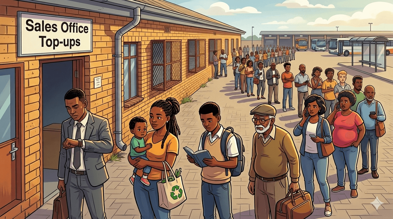Long queues at a sales office